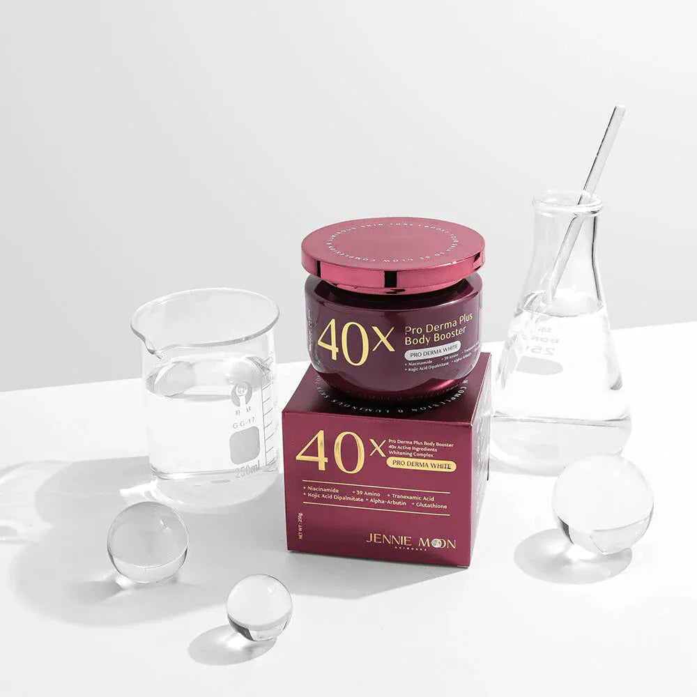 Jennie Moon 40X active complex niacinamide glutathione kojic acid tranexamic acid 39 amino acids ingredients with Thai manufacturing quality symbols