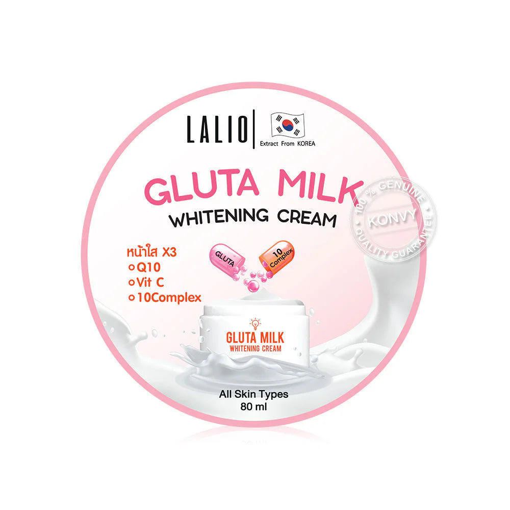 Lalio Gluta Milk Whitening Cream smooth creamy texture - Thai-made facial care