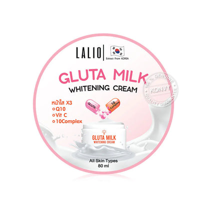 Lalio Gluta Milk Whitening Cream smooth creamy texture - Thai-made facial care