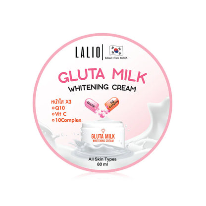 Lalio Gluta Milk Whitening Cream 80ml - Thai-made brightening and nourishing cream