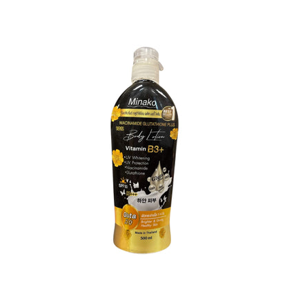 Minako Niacinamide Glutathione Plus Body Lotion 500ml bottle packaging Thailand brightening body lotion