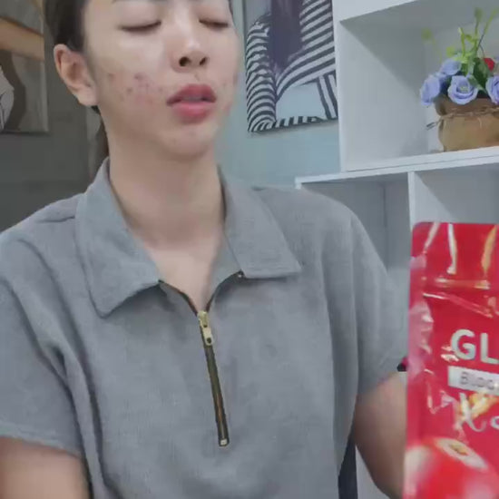 SWP Gluta C Blood Orange Plus 30 sachets box and blood orange glutathione drip formula on white background