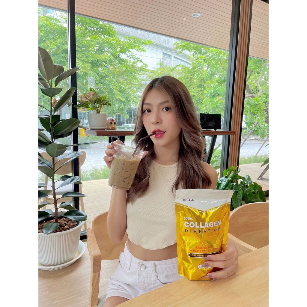 MATELL Collagen Dipeptide Plus nutrition label showing FDA registration and ingredient details