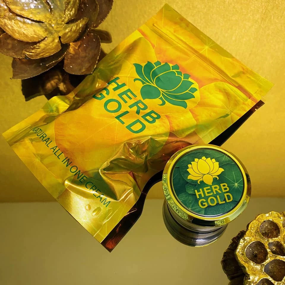 Woman applying HERB GOLD CREAM for clear radiant smooth glowing skin before after acne and dark spot results