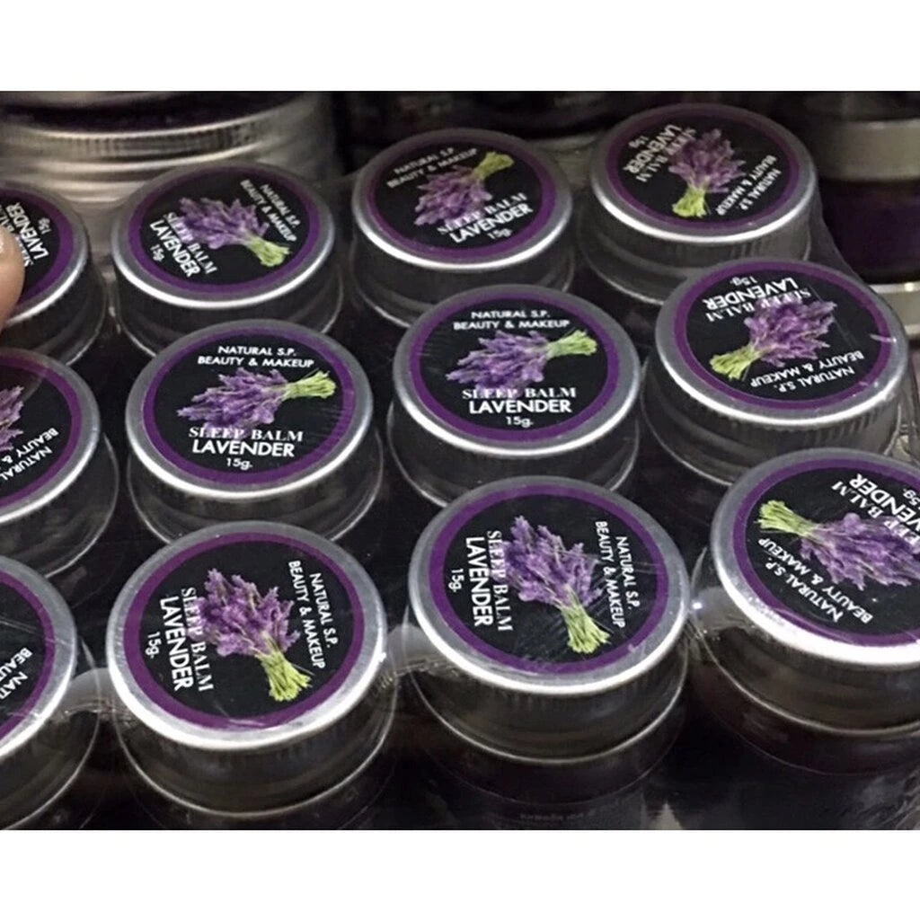 Natural SP Sleep Balm Lavender 15g tin packaging Thailand aromatherapy relaxation balm for restful sleep stress relief