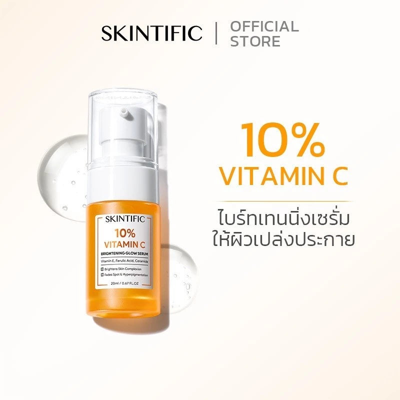 Thai FDA registered Skintific 10% Vitamin C Brightening Glow Serum 10-2-6800021613 dermatologist-tested suitable for all skin types brightening dark spot care