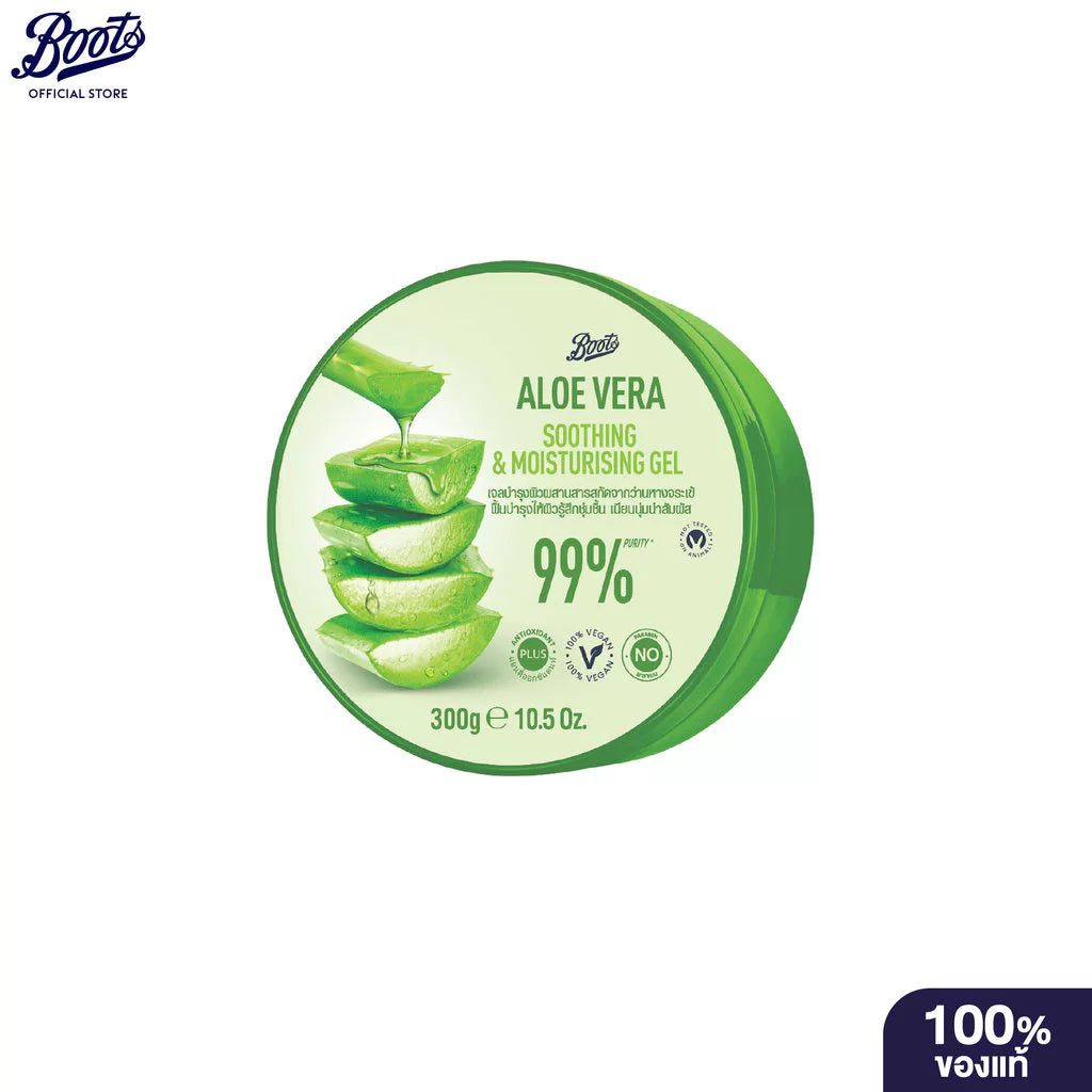 Aloe Vera Soothing Gel texture close-up 99% pure aloe vera hyaluronic acid vitamin E formula