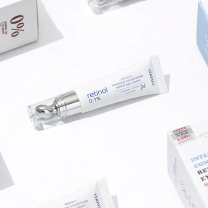 Yerpall Retinol Eye Cream texture close-up lightweight fast-absorbing cream formula Retinol 0.1% Korean Aquatide French Red Algae