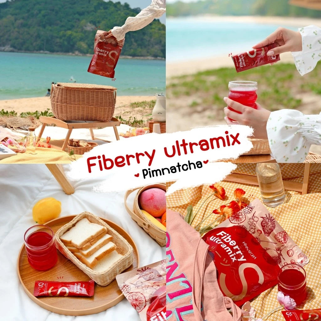 Pimnatcha Fiberry Berry Flavor 30 sachets box packaging Thailand sugar-free high fiber digestive health supplement