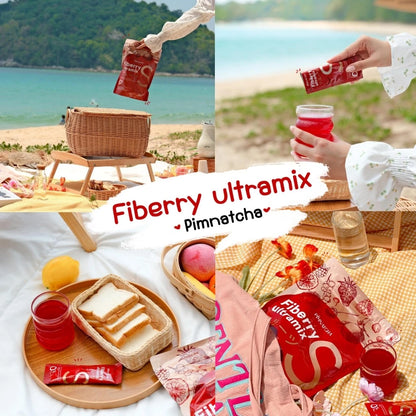 Pimnatcha Fiberry Berry Flavor 30 sachets box packaging Thailand sugar-free high fiber digestive health supplement