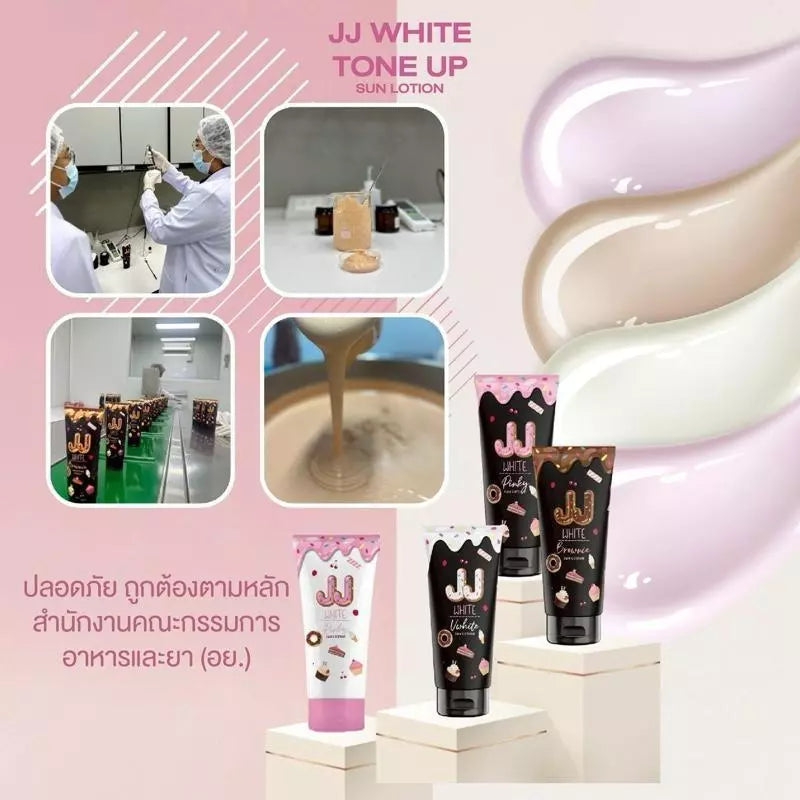 JJ White Sun Lotion texture close-up lightweight fast-absorbing formula SPF50 PA++ niacinamide hyaluronic acid