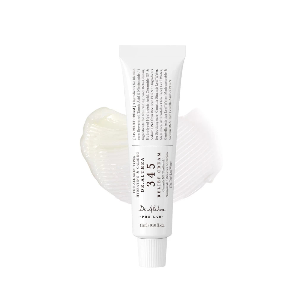 Dr.Althea 345 Relief Cream 15ml jar packaging Thailand soothing barrier-repair facial moisturizer with Centella Asiatica Chamomile