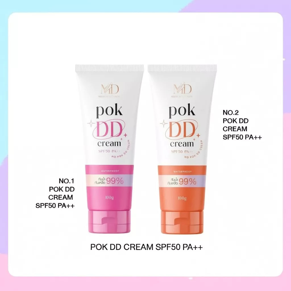 Pok DD Cream SPF50 PA++ 100g tube packaging Thailand water-resistant tone-up body sunscreen for medium and honey-toned skin