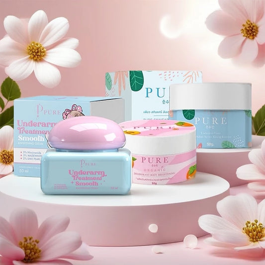PURE Underarm Treatment Smooth 50ml bottle packaging Thailand gentle brightening underarm care for fresh confident skin