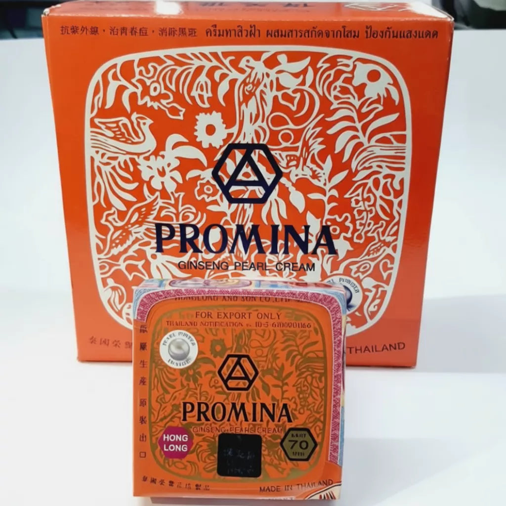 Promina Super White Ginseng Pearl Cream texture close-up lightweight fast-absorbing formula ginseng pearl powder hydrating emollients