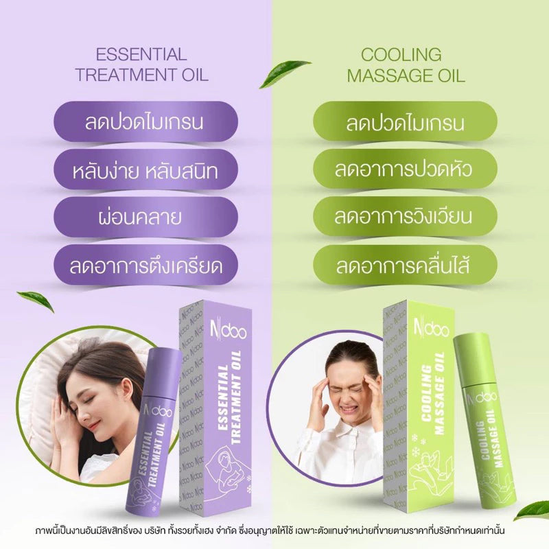 Ndoo Migraine Relief Roll-on 10ml – Ayurvedic Cooling Headache & Sleep-Relax Roll-on (Green & Purple)