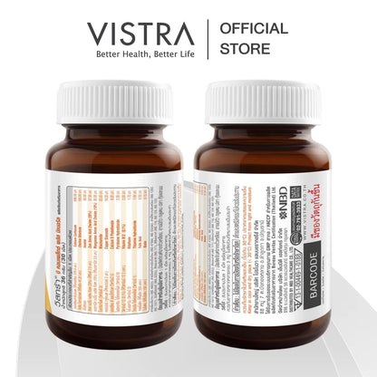 Vistra B-Complex Plus Minerals 30 Tablets bottle packaging Thailand B-vitamin energy supplement