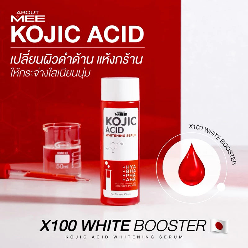 ABOUT MEE Kojic Acid Whitening Face Serum 30ml – 1% Kojic + 5% Niacinamide + AHA/BHA/PHA