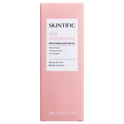 Woman applying Skintific MSH Niacinamide Gel for brighter even-toned hydrated skin before after