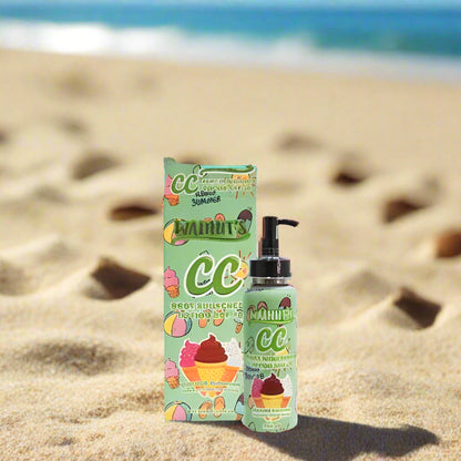 Before and after results showing protected bright skin with no white cast after daily Walnut's CC Body Sunscreen use