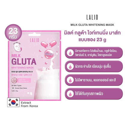 Woman applying milk glutathione face mask for bright smooth skin before after