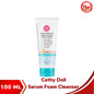 Woman lathering Cathy Doll Serum Foam Cleanser on face showing foam-to-serum transformation for deep cleansing and oil control