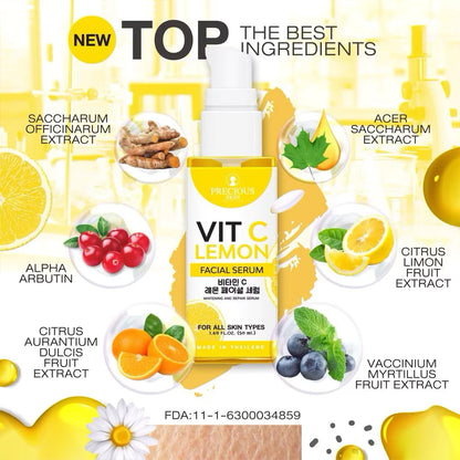 Precious Skin Thailand Vit C Lemon Facial Serum 50g bottle packaging Thailand Vitamin C brightening skincare