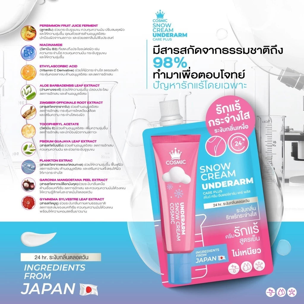 COSMIC Cooling Underarm Cream 10g tube packaging Thailand cooling brightening underarm care with Vitamin C B3 natural botanicals