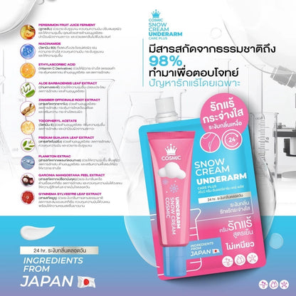 COSMIC Cooling Underarm Cream 10g tube packaging Thailand cooling brightening underarm care with Vitamin C B3 natural botanicals