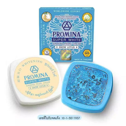 Promina Super White Ginseng Pearl Cream 11g jar packaging Thailand brightening facial moisturizer with ginseng pearl powder snow lotus