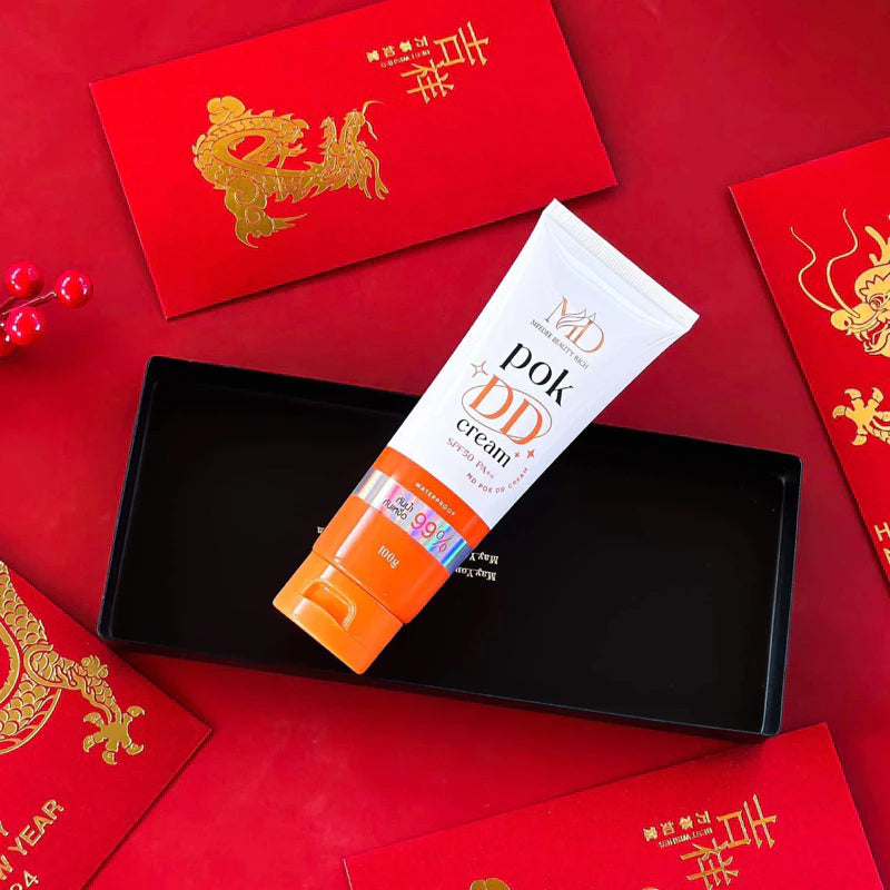 Pok DD Cream SPF50 PA++ 100g tube packaging Thailand water-resistant tone-up body sunscreen for medium and honey-toned skin
