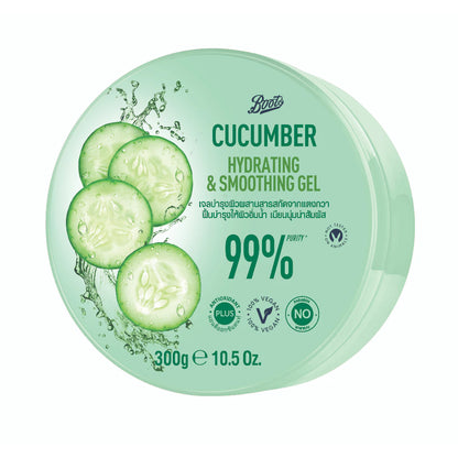 Woman applying Cucumber Soothing Gel for calm cool radiant skin before after