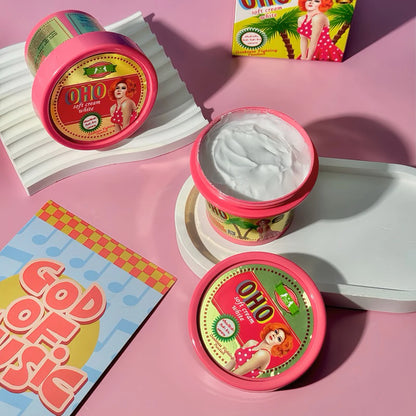 Before and after showing brightened elbows reduced stretch marks softened heels after 8 weeks of OHO Soft Cream White daily use