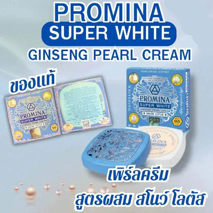 Promina Super White Ginseng Pearl Cream 11g jar packaging Thailand brightening facial moisturizer with ginseng pearl powder snow lotus