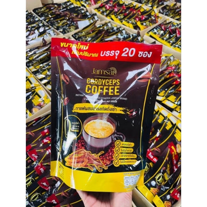 Jamsai Cordyceps Coffee sachet packaging Thailand adaptogenic energy coffee functional beverage