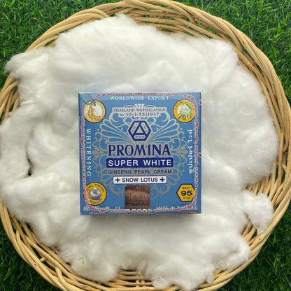 Promina Super White Ginseng Pearl Cream 11g jar packaging Thailand brightening facial moisturizer with ginseng pearl powder snow lotus