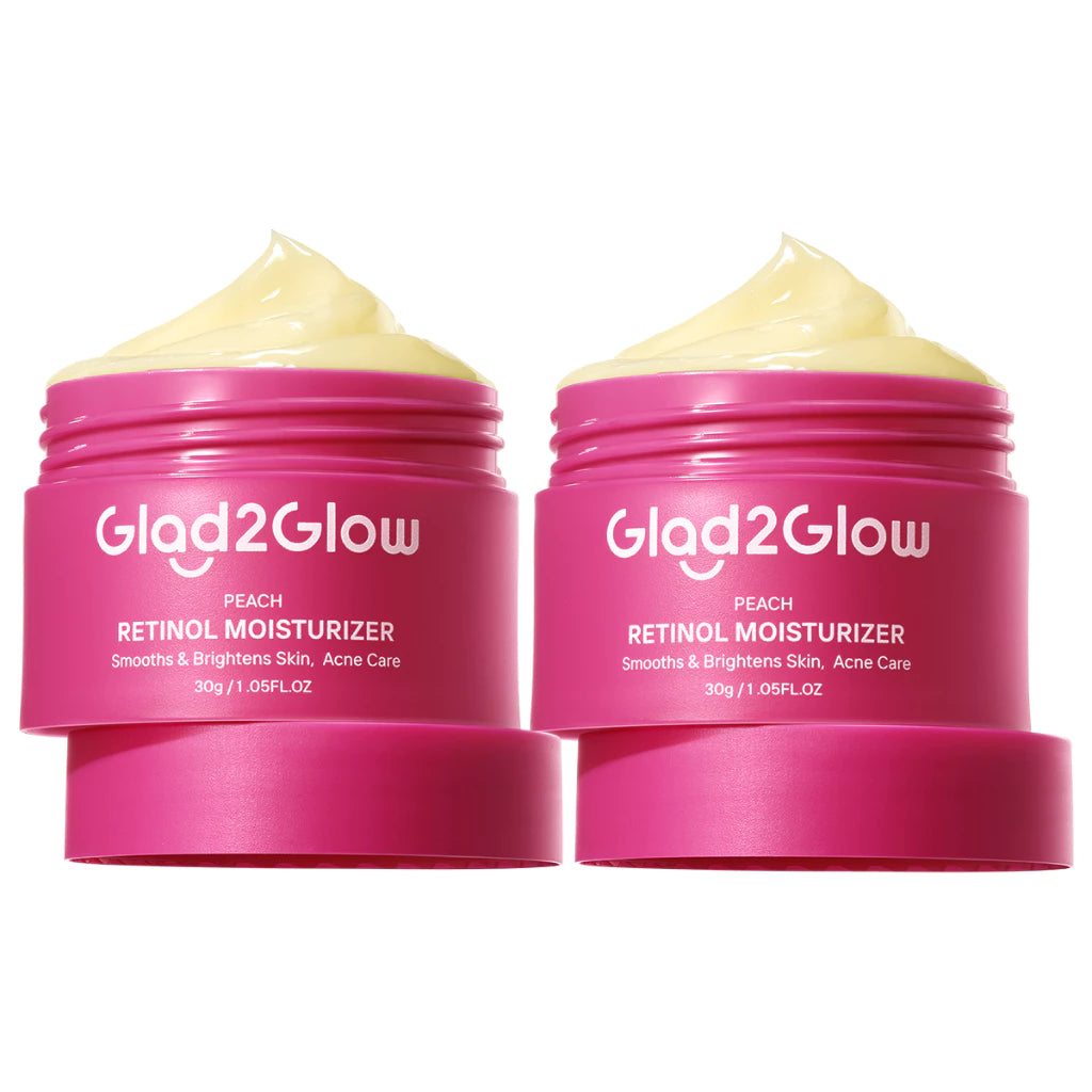 Glad2Glow Peach Retinol Moisturizer 30g jar packaging Thailand anti-aging facial cream with Retinol HPR Niacinamide