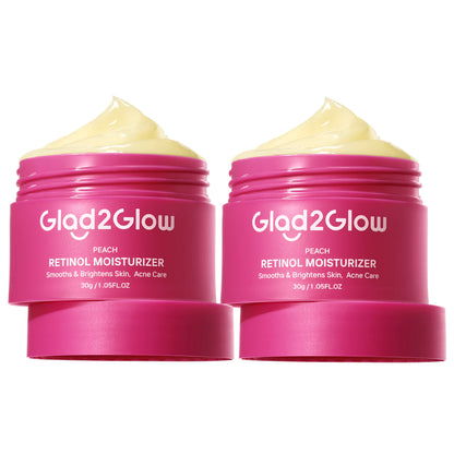 Glad2Glow Peach Retinol Moisturizer 30g jar packaging Thailand anti-aging facial cream with Retinol HPR Niacinamide