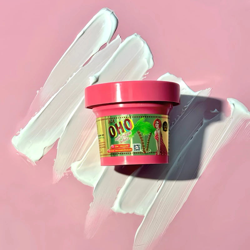 OHO cream shea butter macadamia oil niacinamide vitamin E aloe vera ingredients with FDA Thailand registration 12-1-6300048421 symbols