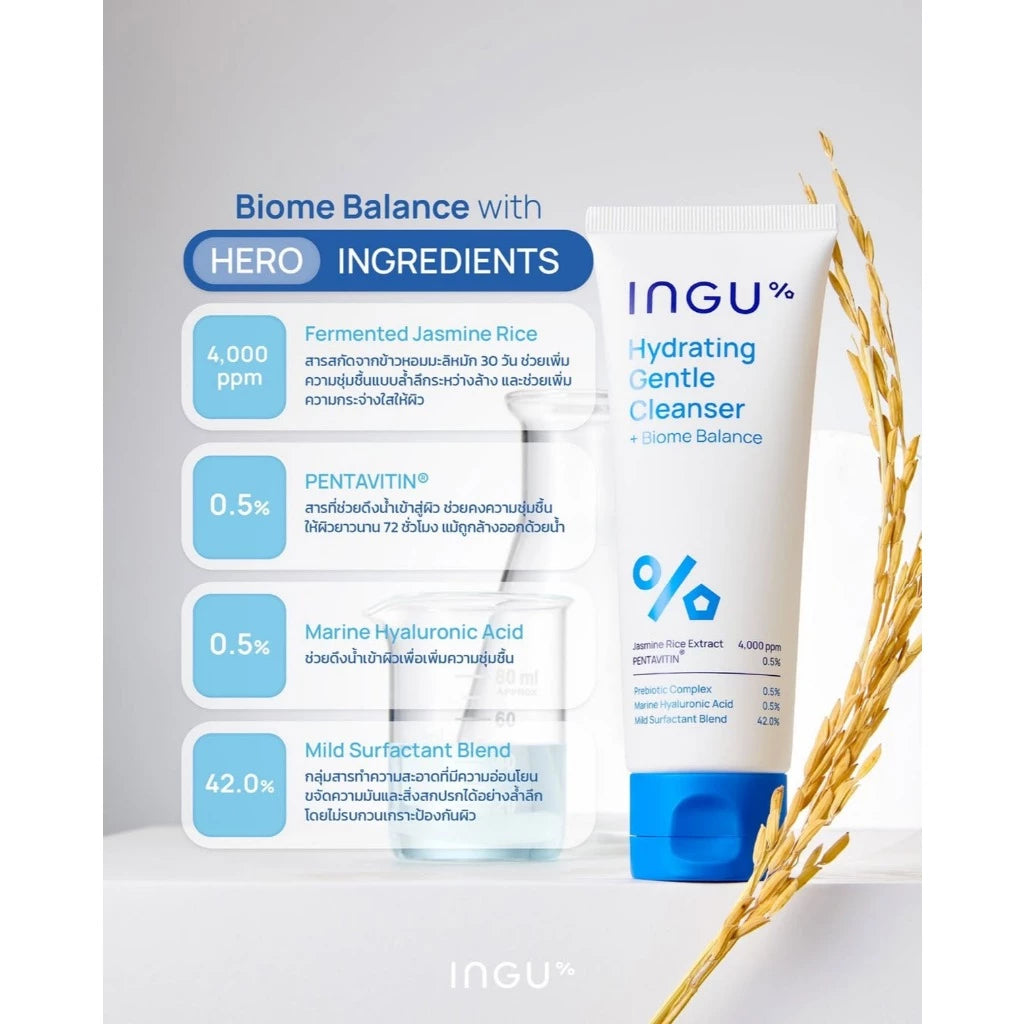 Thai FDA notified INGU Hydrating Gentle Cleanser 73-1-6800003241 dermatologist-tested sulfate-free suitable for sensitive acne-prone skin gentle cleansing