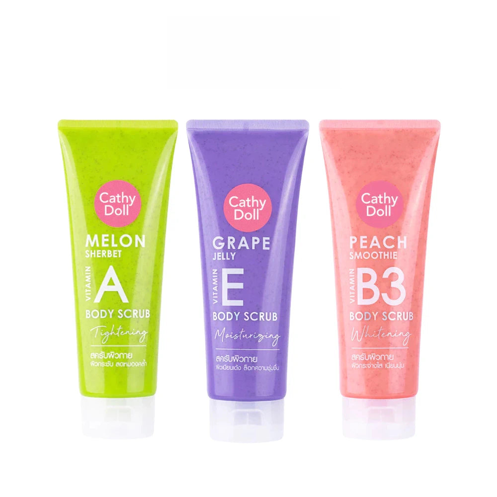 Cathy Doll Peach Smoothie Vitamin B3 Body Scrub Whitening 320g jar Thailand