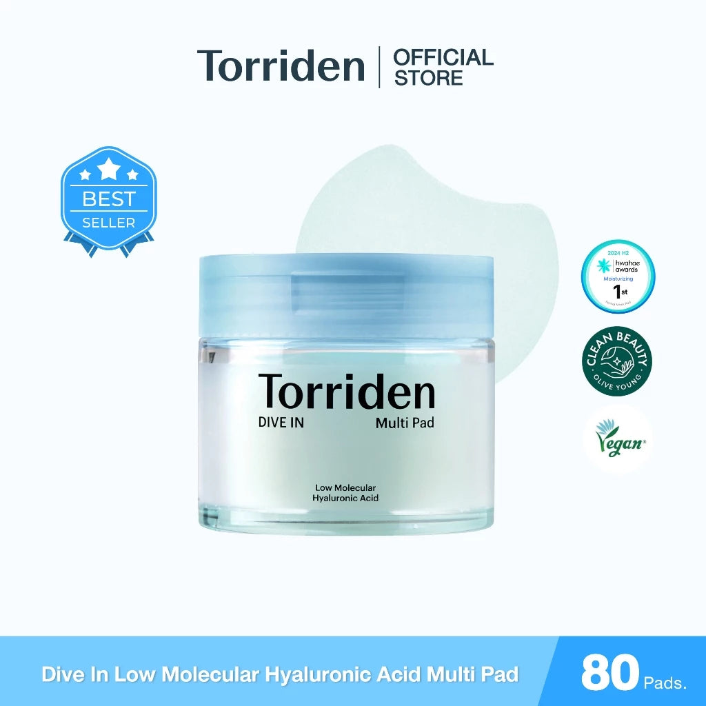 Torriden Dive-In HA Multi Pad 80+80 pack packaging Thailand hydration toner pads with 5-type low molecular hyaluronic acid