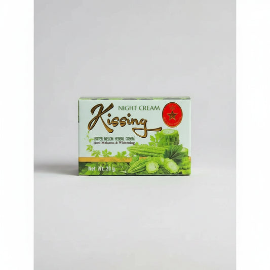 Box of Kissing Night Cream on a gray background