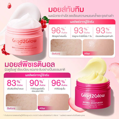 Thai FDA registered Glad2Glow Peach Retinol Moisturizer 10-2-6700016218 dermatologist-tested suitable for sensitive skin anti-aging brightening care
