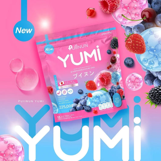 PUIINUN YUMI Drink Mix box and sachets mixed berry collagen glutathione and vitamin C beauty drink