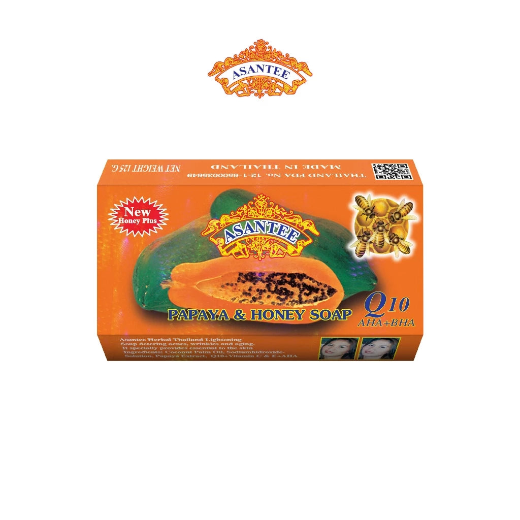 Asantee Papaya and Honey Soap bar packaging Thailand papaya honey brightening herbal soap