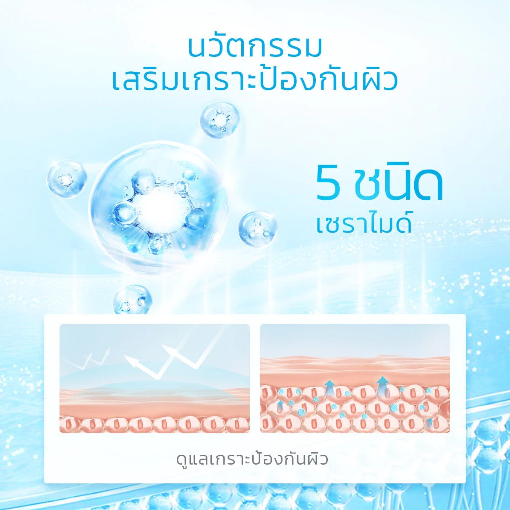Skintific 5X Ceramide Gel texture close-up 5 ceramides panthenol hyaluronic acid formula
