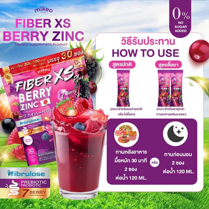 Woman drinking MIKEO Fiber XS Plus Berry Zinc for light immune-supported confident wellness before after results
