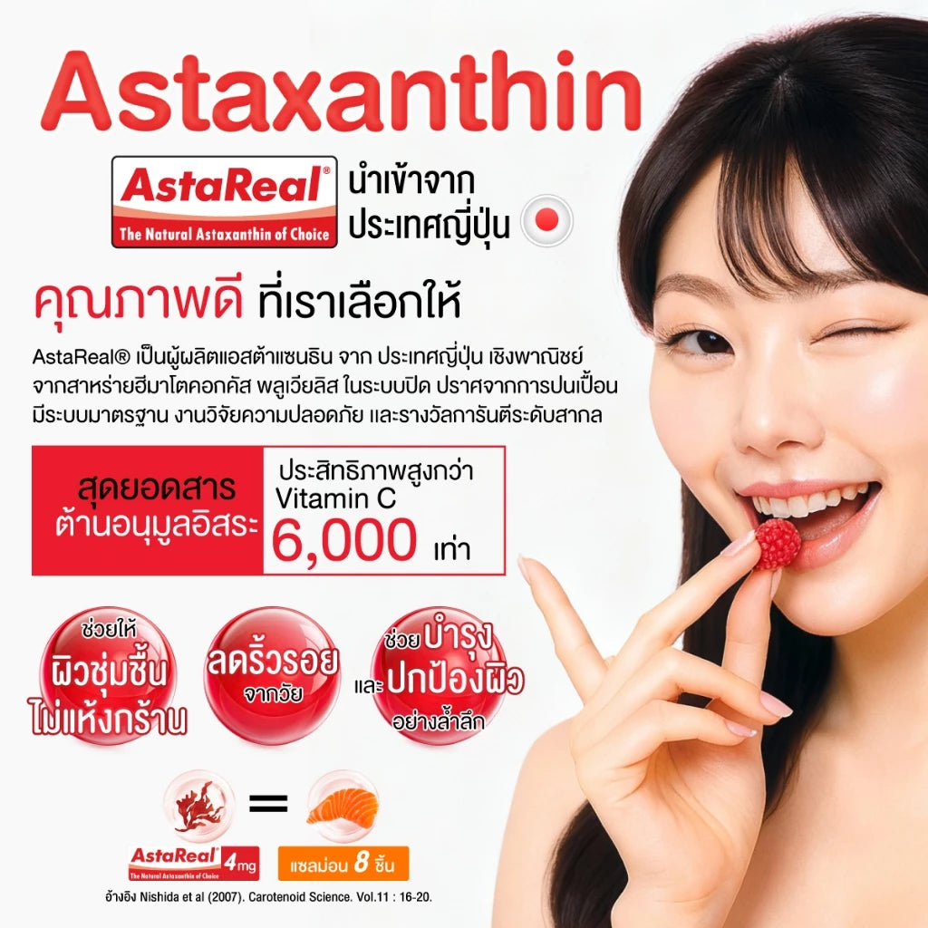HandyHerb Vit'2Go Astaxanthin 6mg Gummy + CoQ10 – Japan Red Algae Extract, Raspberry