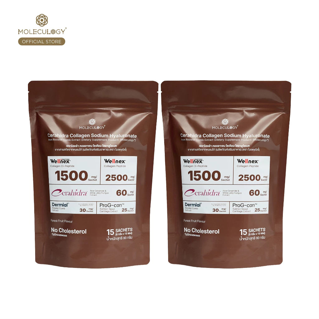 Moleculogy CERAHIDRA Collagen Drink Mix – Wellnex® Collagen Dipeptide PO OG + CeraHidra™ + Liposomal Vitamin C | Forest Fruit | 15 Sachets